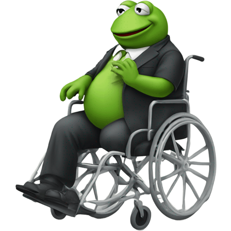 Old and Chubby Kermit the Frog in a wheelchair emoji