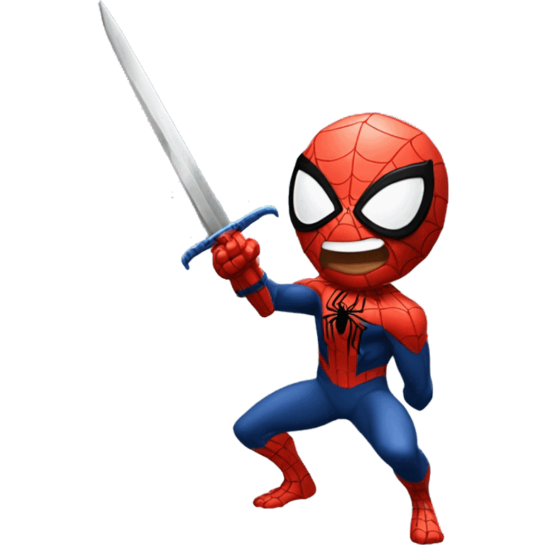 Spider-man with a sword in a slicing pose emoji