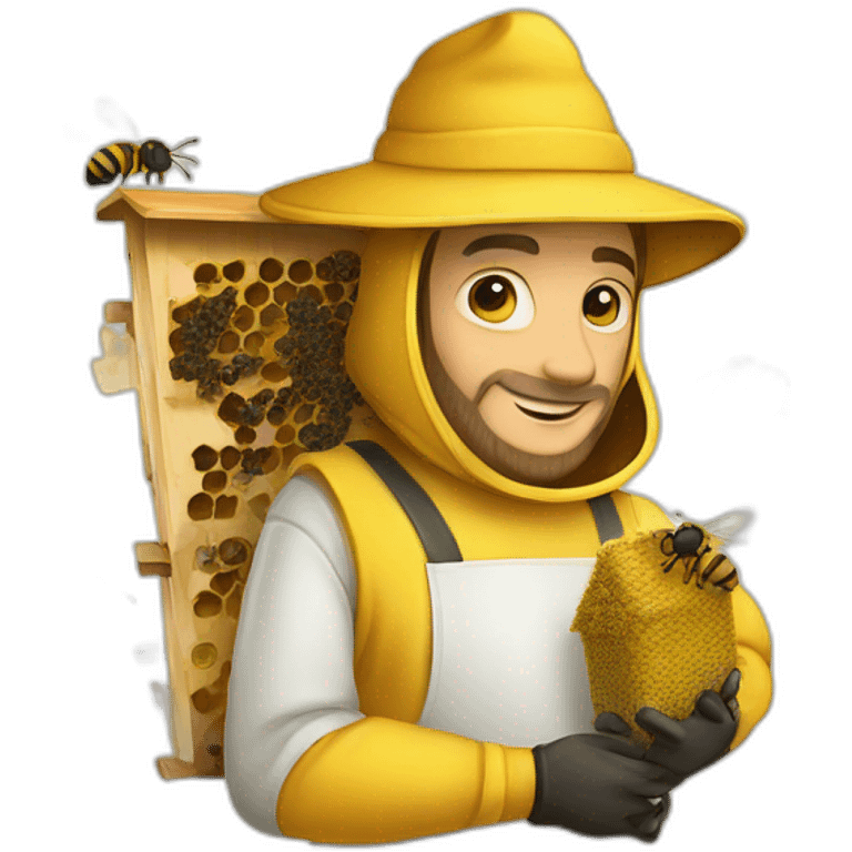 Beekeeper with hive as a har emoji