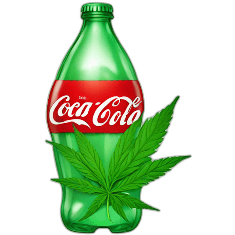 Coca cola con una hoja de cannabis emoji