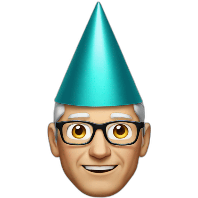 Tim Cook with party hat emoji