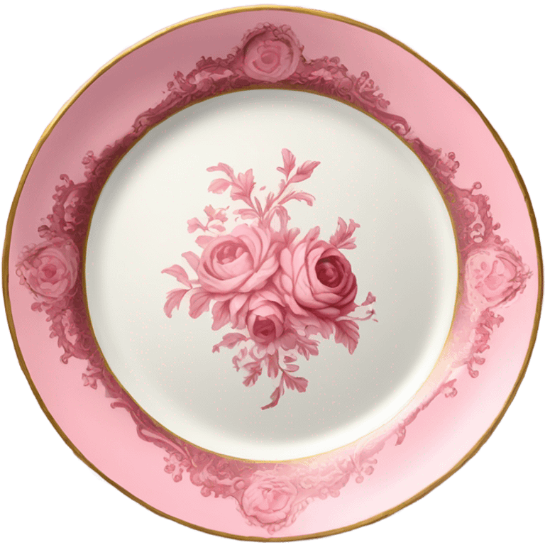 vintage rococo highly detailed flower pink plate emoji