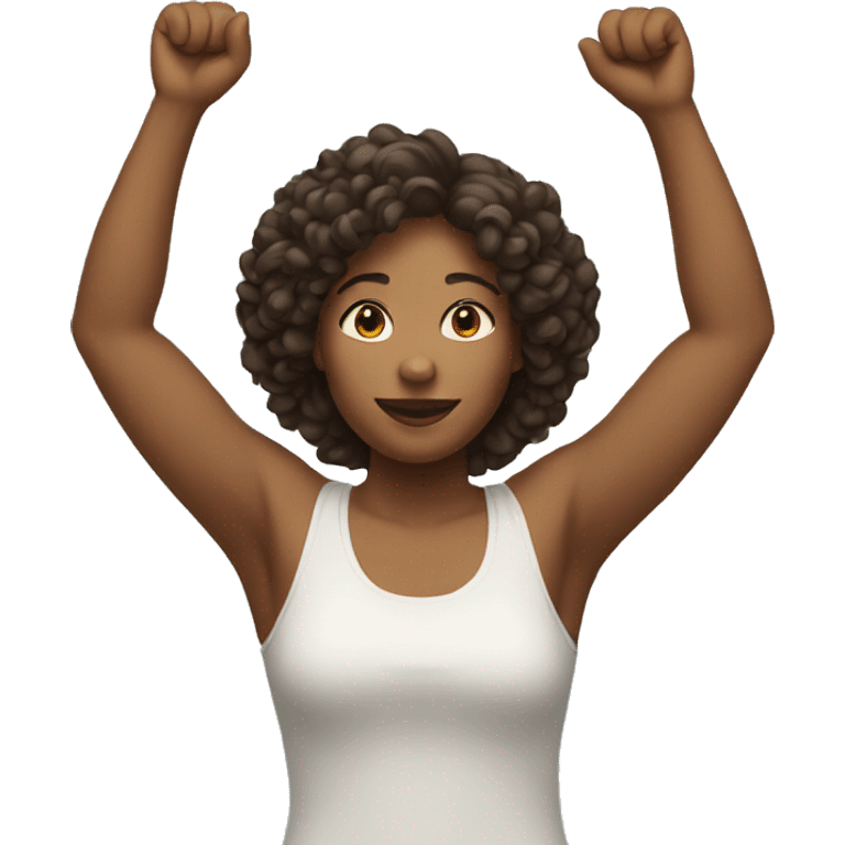 Full body woman raising both arms emoji