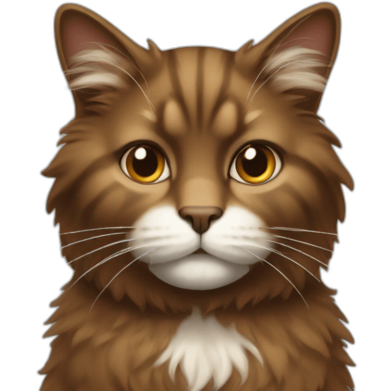 strict brown fluffy cat with a white muzzle completely emoji