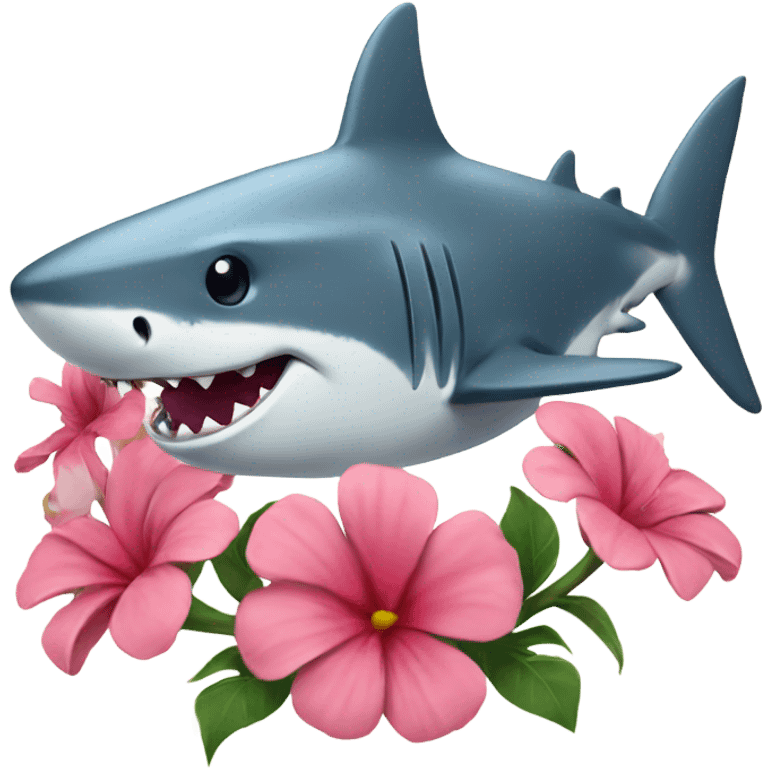 shark with flower emoji