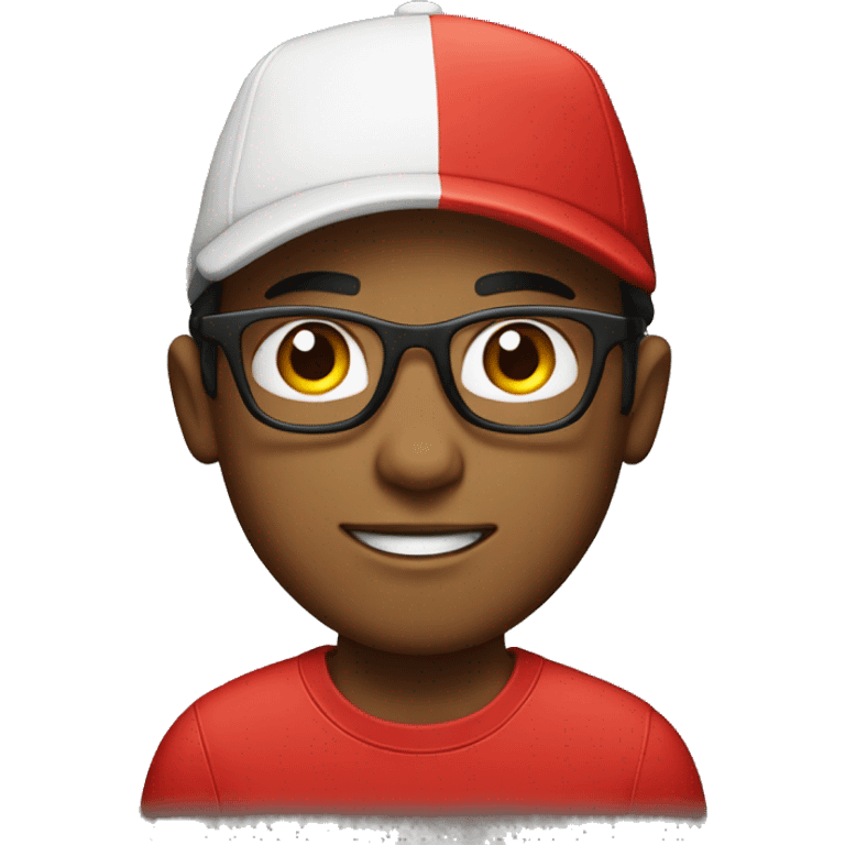 a young man with a red cap with black glasses emoji