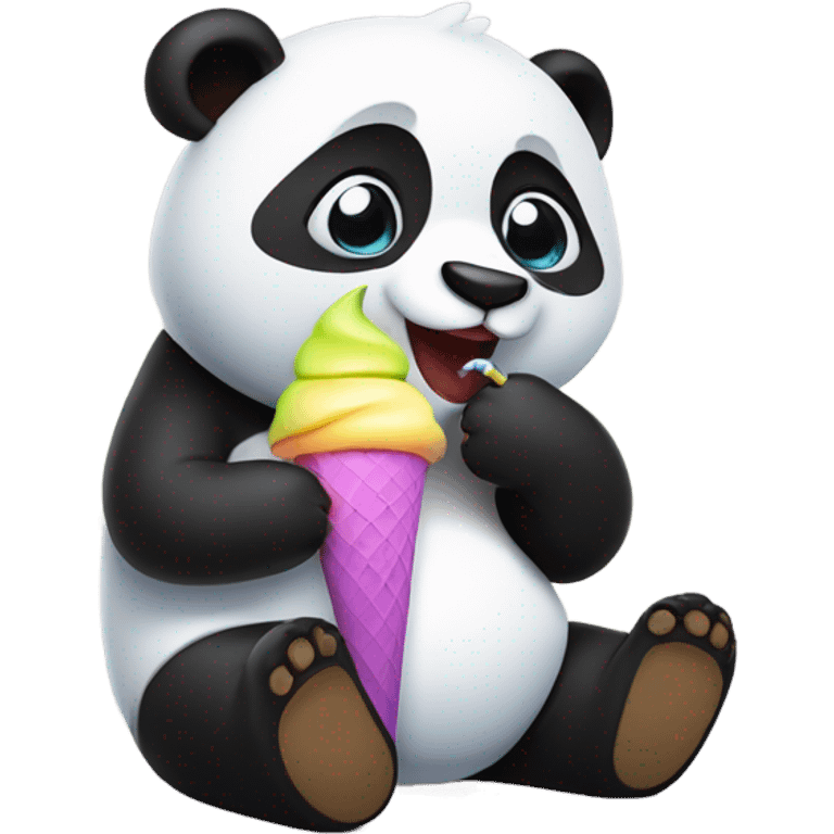 Panda eating ice cream emoji