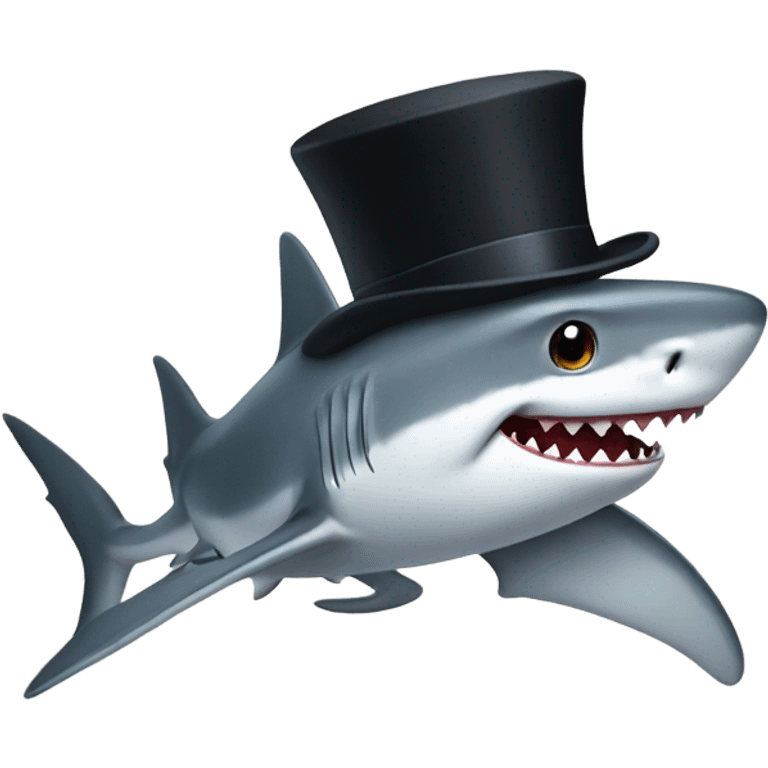 Shark with a top hat emoji