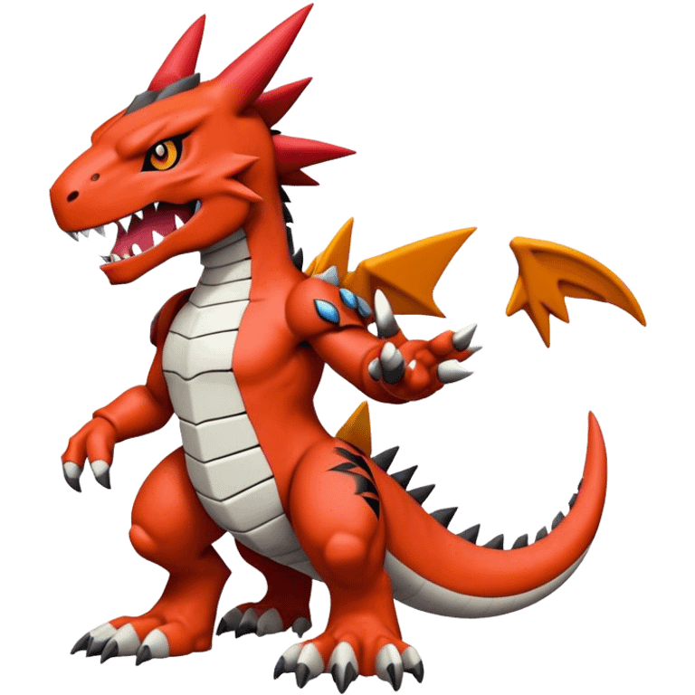 Cool edgy Guilmon-Agumon-Digimon, full body emoji