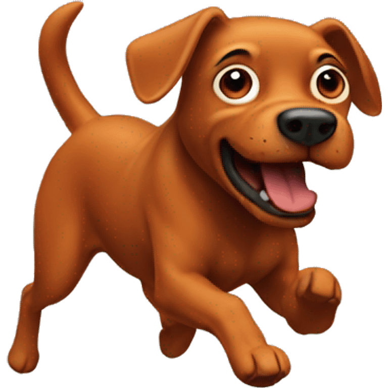 solid red dog with pointed ears running emoji