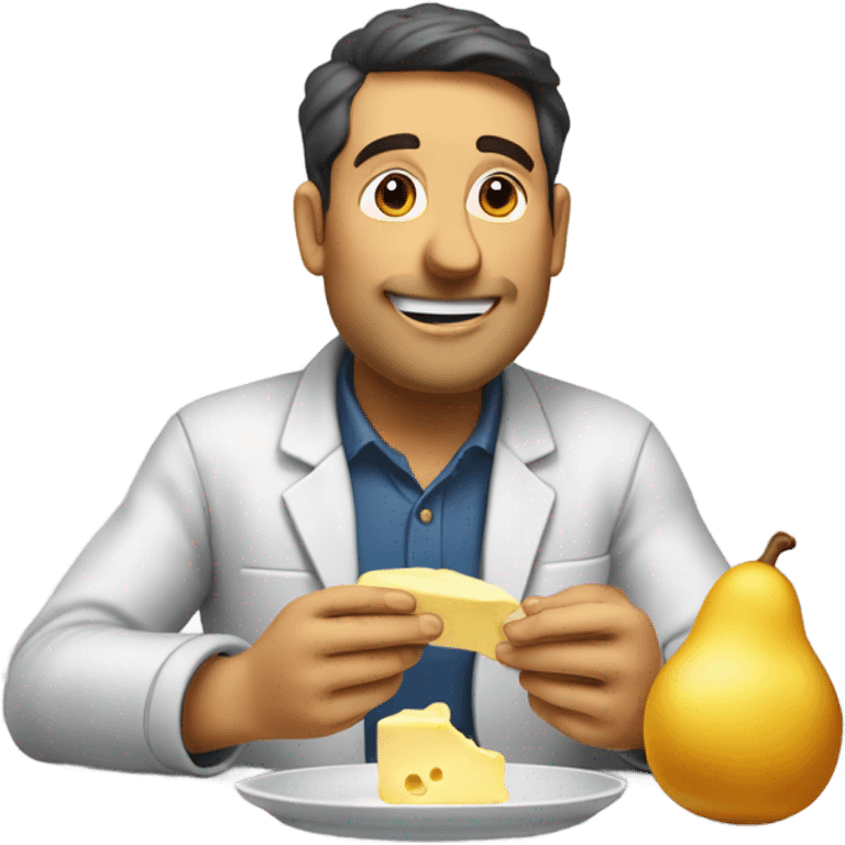 An engineer is eating a raclett emoji