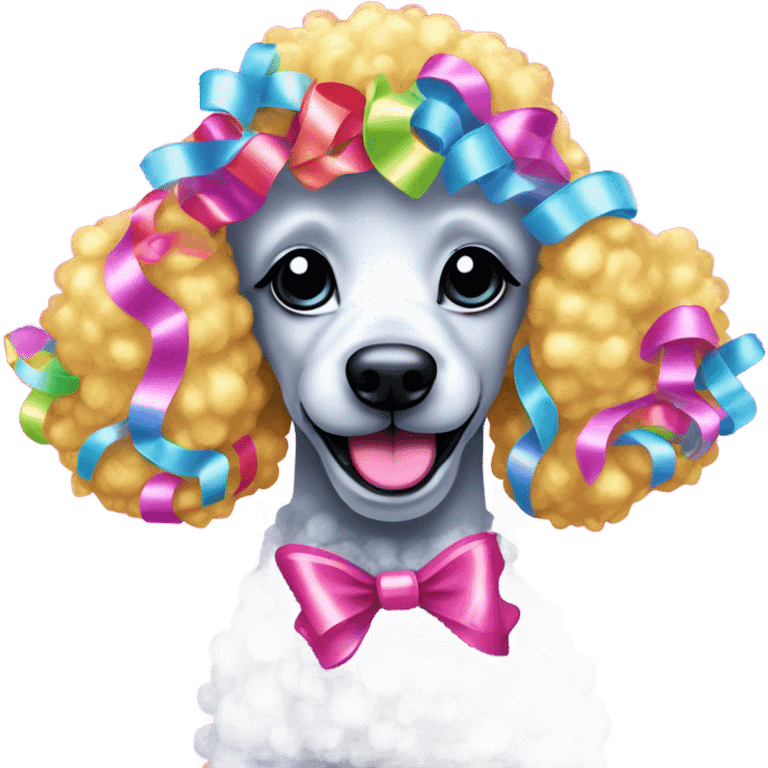 Lisa frank glitter poodle with ribbons   emoji