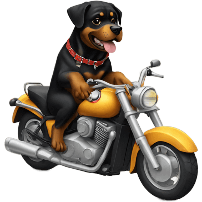 Rottweiler riding a motorcycle emoji