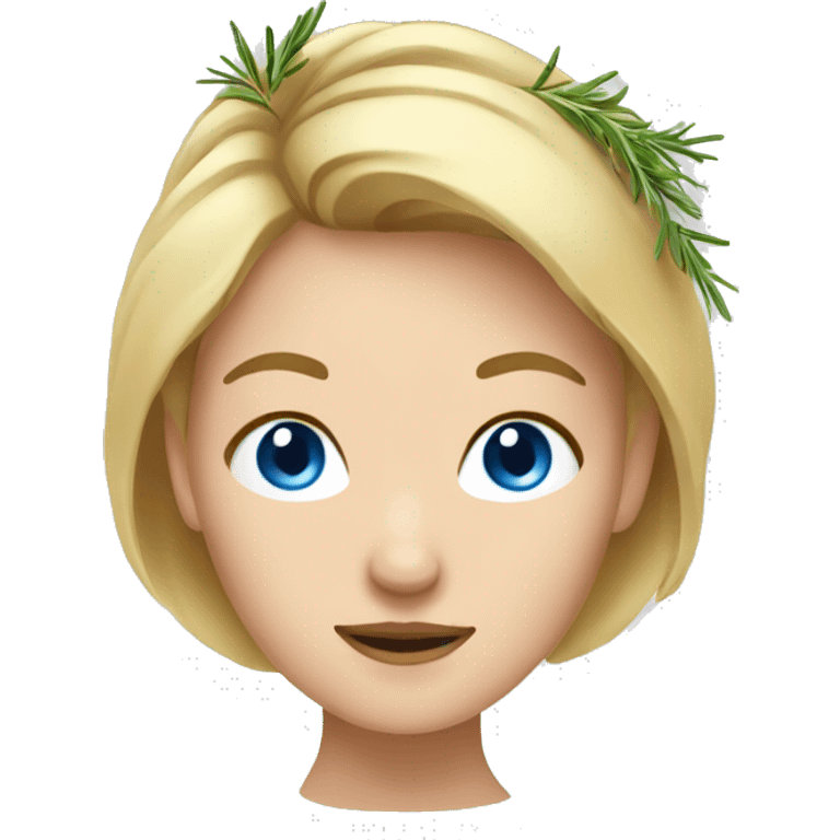 woman with blond Hair and Blue Eyes growing rosemary out of her head emoji