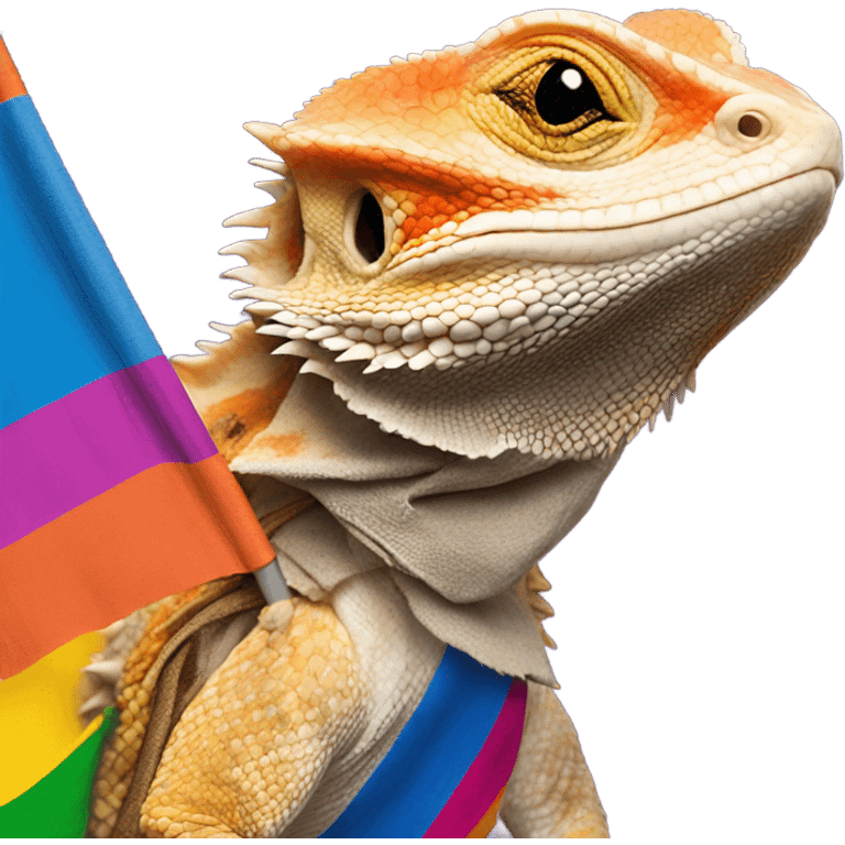 Bearded dragon with a pride flag emoji