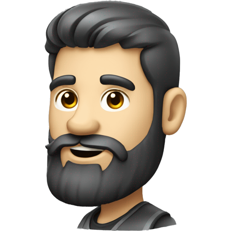 dark hair bearded developer man waving hello  emoji