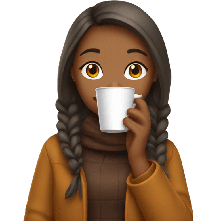 a girl in autumn season drinking coffee emoji