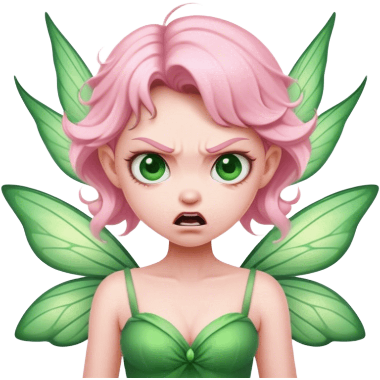 pink fairy in green dress anger emoji