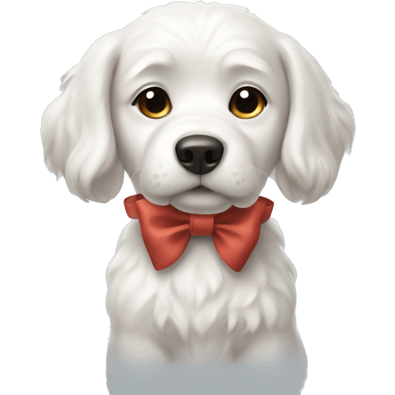 white dog with a bow emoji