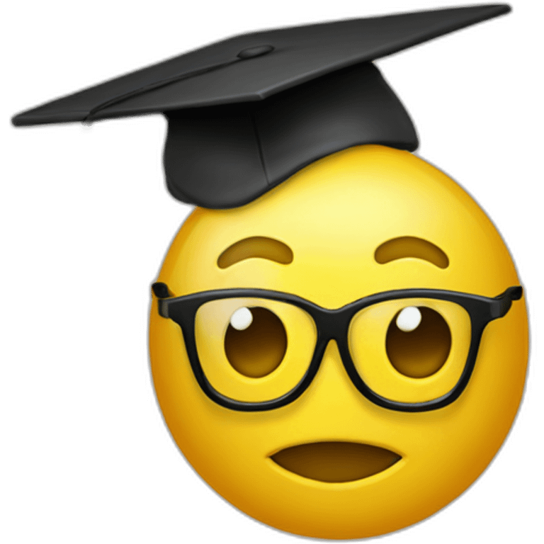 yellow emoji head with glasses and with mortarboard on its head emoji