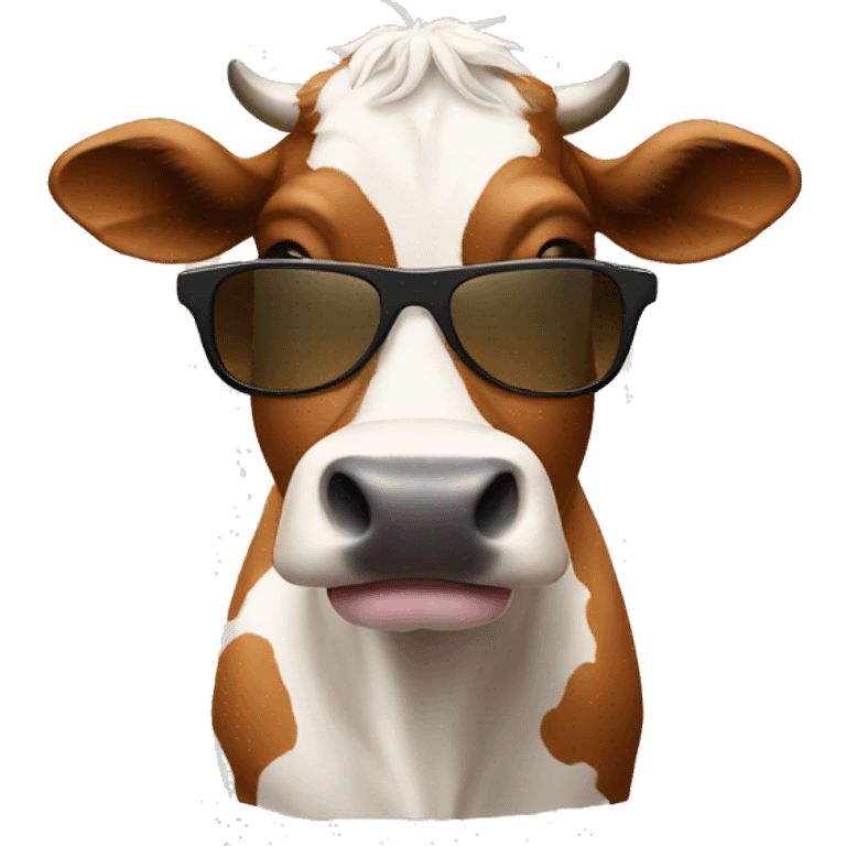 Cow with sunglasses and hands emoji