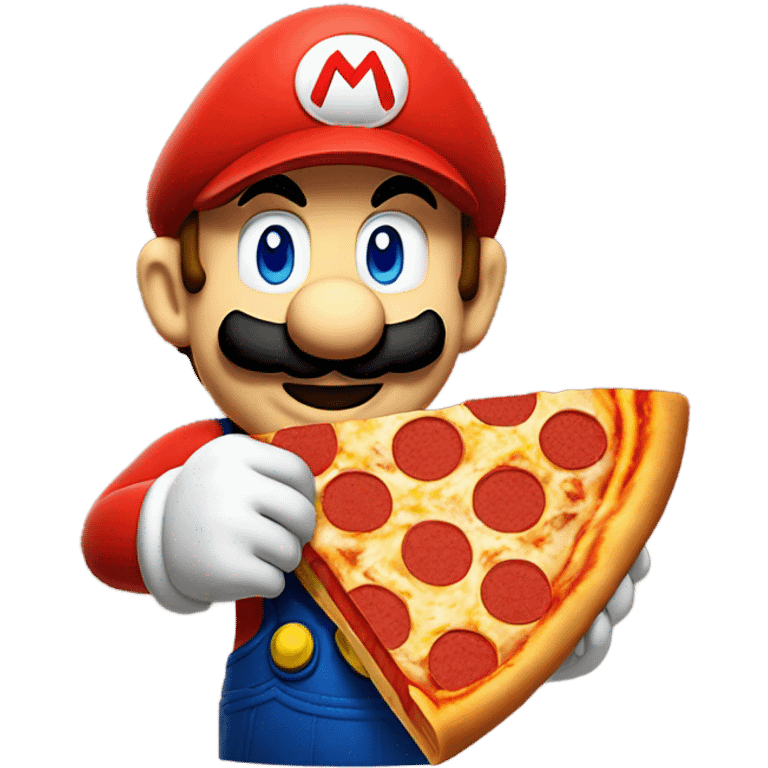 mario bros con in mano una pizza emoji