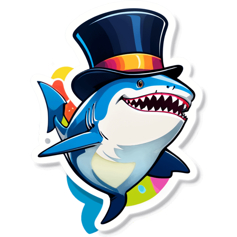 Shark with a top hat emoji