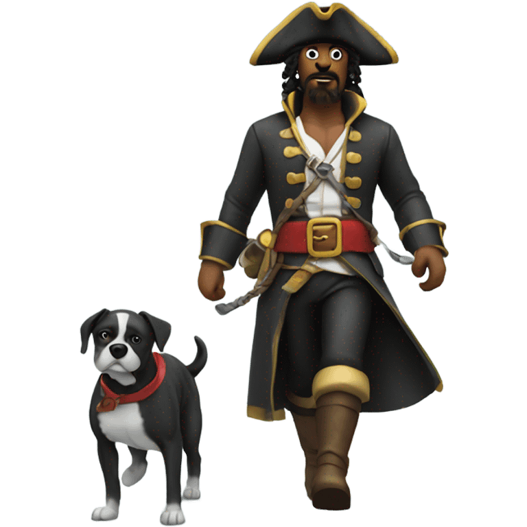 pirate walking a boxer dog in the snow emoji