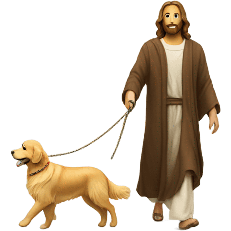 Jesus walking golden retriever  emoji