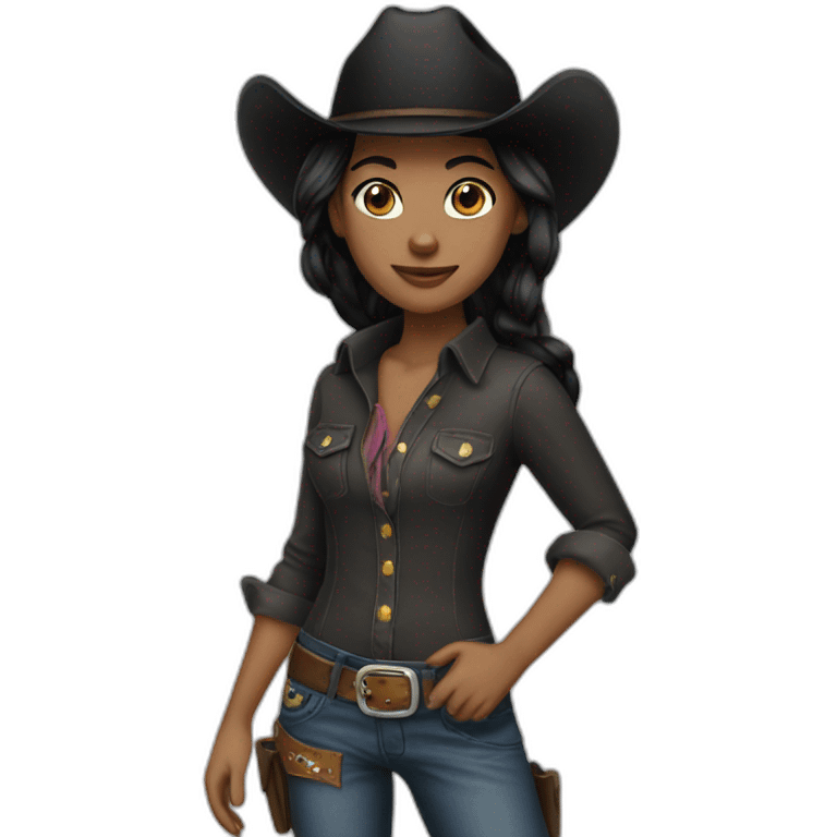 cowgirl straight black hair emoji