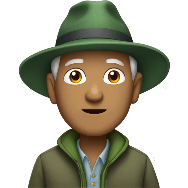 Grandfather i a grey hat and green jacket emoji