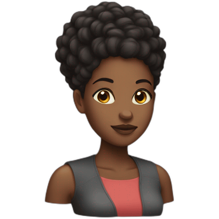 black girl with big fore head and short hair emoji