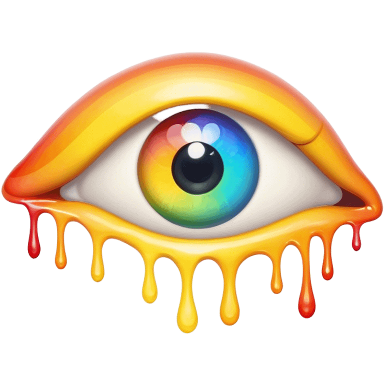 melted surreal cartoon rainbow eye emoji