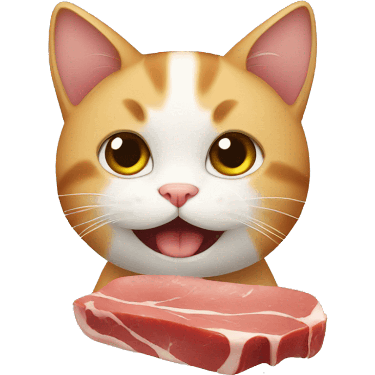 cute cat eating meat emoji