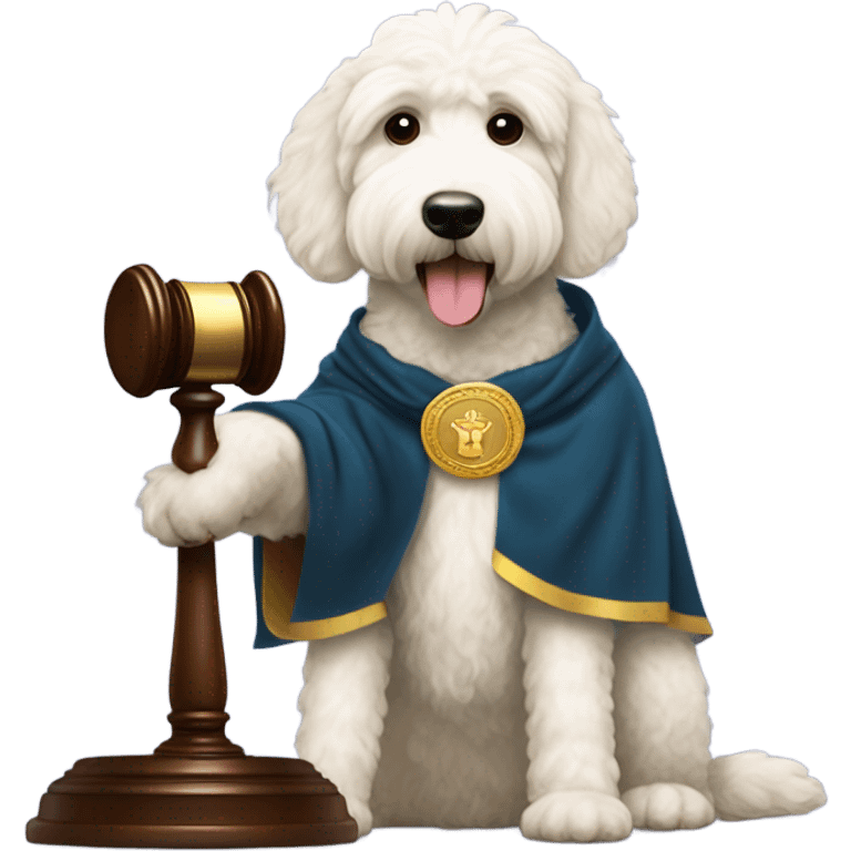 White Goldendoodle as a Judge emoji