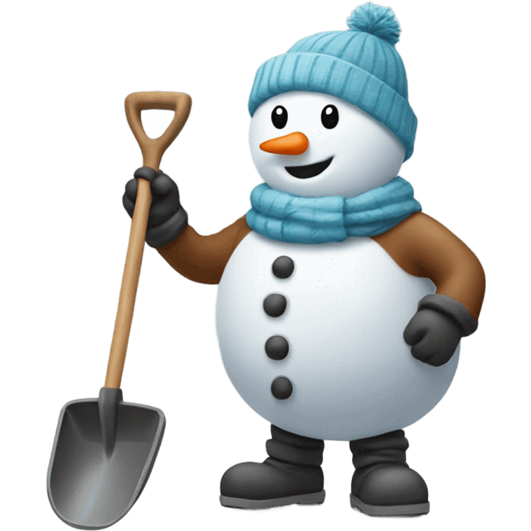 Snowman holding shovel  emoji