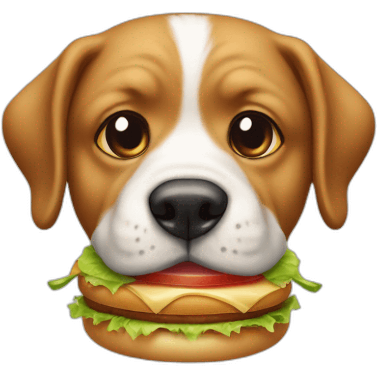 Un chien mangeant un hamburger emoji