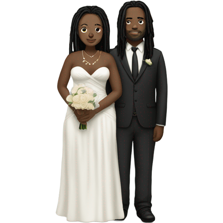 full body Plus size couple with dreads wedding pale emoji