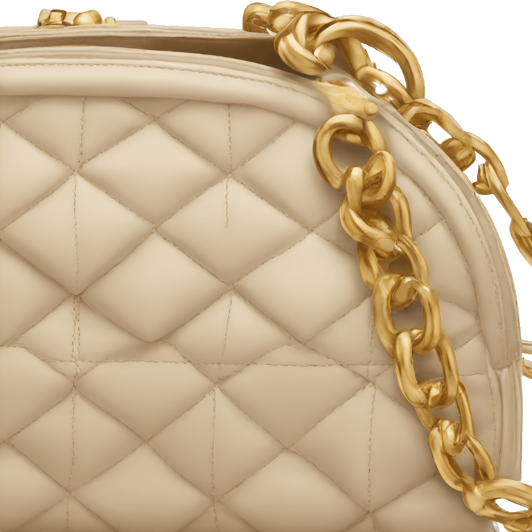 beige dior handbag with gold chain emoji