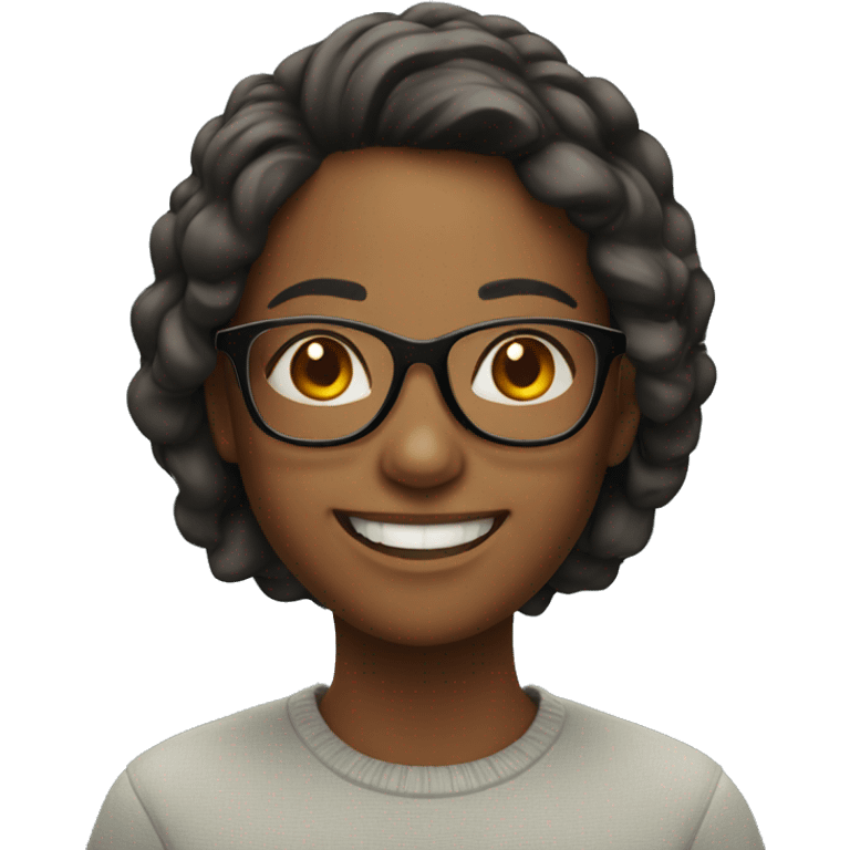 smiling girl with glasses indoors emoji