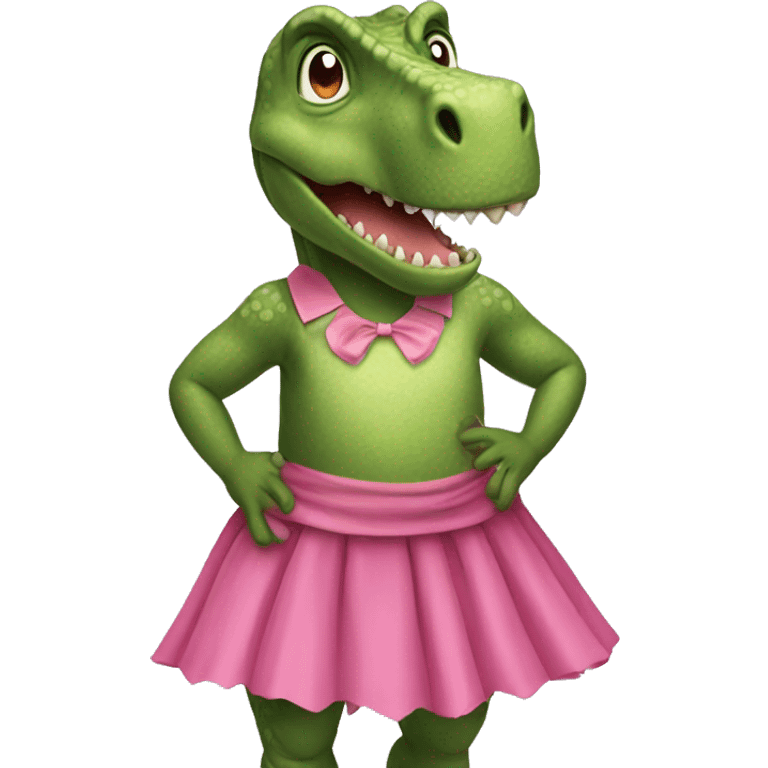 dinosaur with a pink skirt  emoji