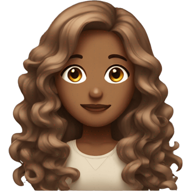 A light brown girl with long curled hair emoji