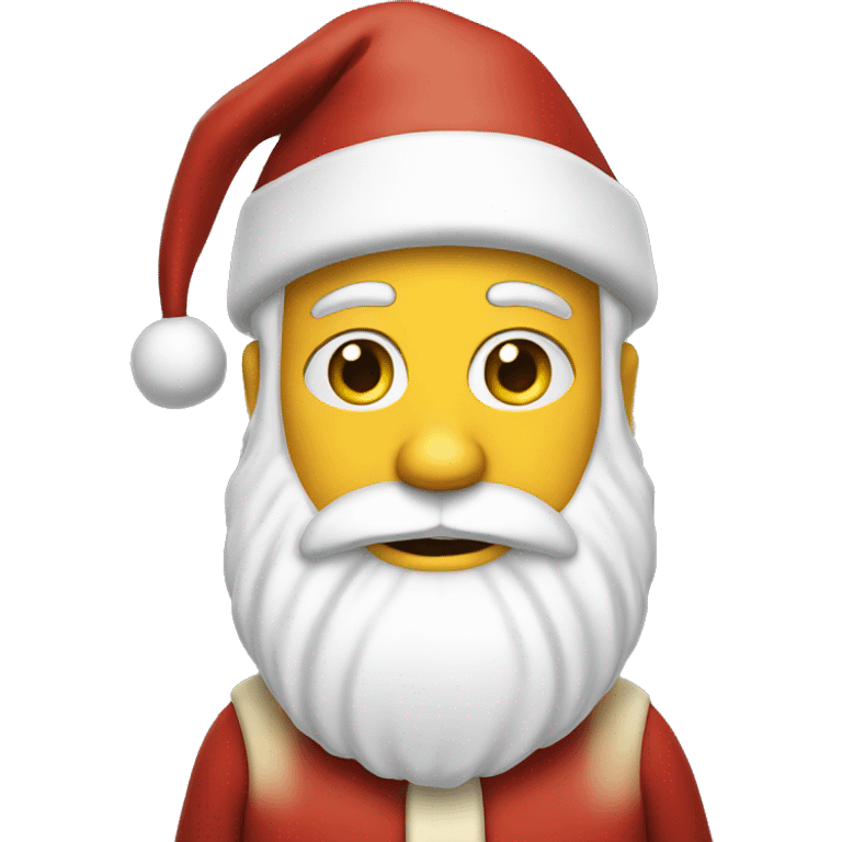 Santa Claus with a white beard and yellow face emoji