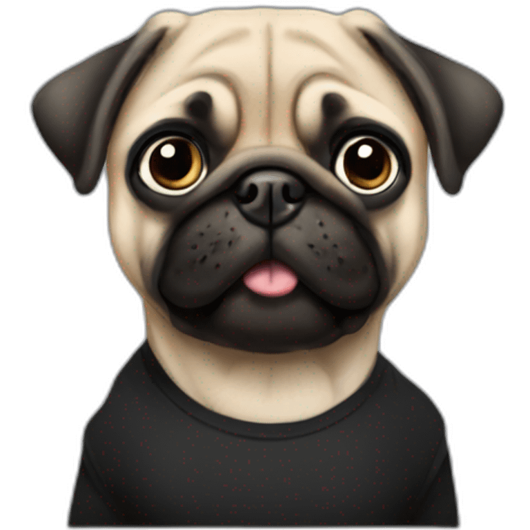 pug wearing a black t-shirt emoji