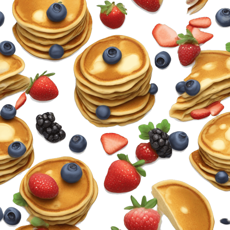 Realistic pancakes with cream and berries  emoji