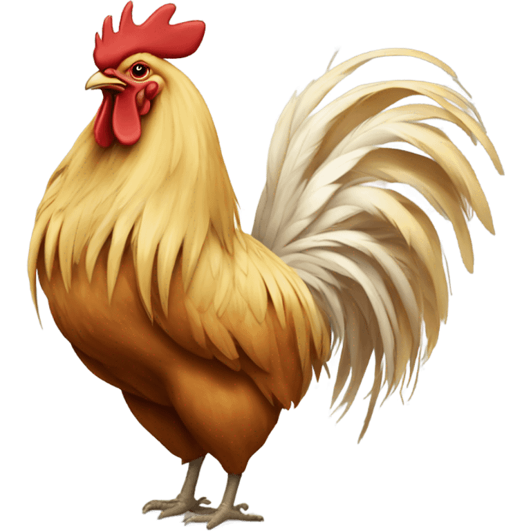 Beautiful Rooster with long blonde hair emoji