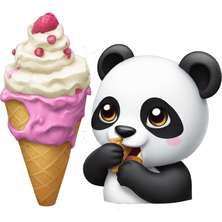 Panda eating ice cream emoji