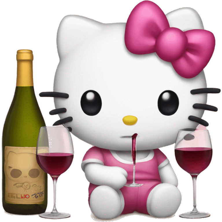 Hello kitty drinking wine emoji