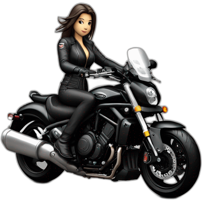 Yamaha Vmax 1700 negra mujer motera emoji