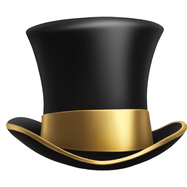 Isolated shiny black top hat with gold band emoji